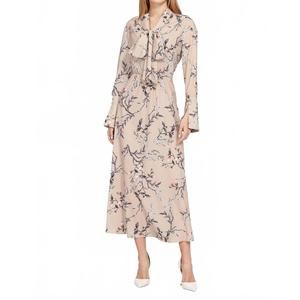 NEW EOLA long sleeve satin dress in beige